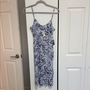 Blue and White Spaghetti Strap Dress